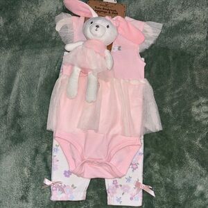Pink Tutu Bodysuit with Doll and Leggings